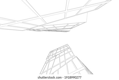 Perspective view of abstract modern architecture vector 3d illustration