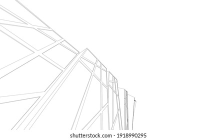Vista de perspectiva de la arquitectura abstracta moderna vector 3d ilustración