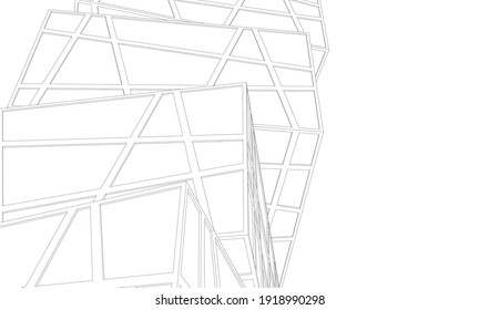 Vista de perspectiva de la arquitectura abstracta moderna vector 3d ilustración