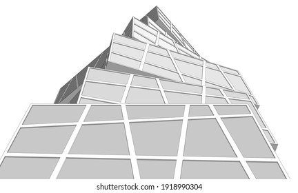 Perspective view of abstract modern architecture vector 3d illustration
