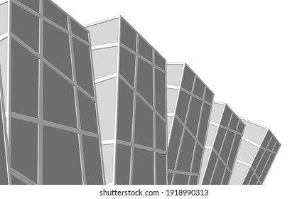 Perspective view of abstract modern architecture vector 3d illustration