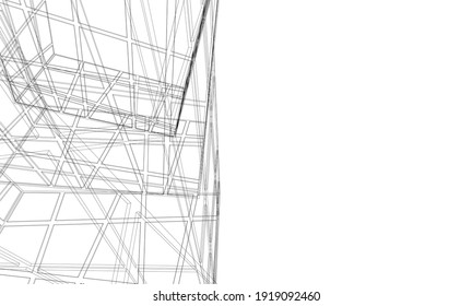 Vista de perspectiva de la arquitectura abstracta moderna vector 3d ilustración
