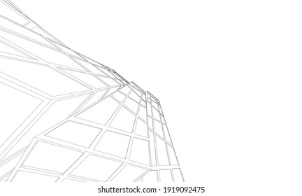 Perspective view of abstract modern architecture vector 3d illustration