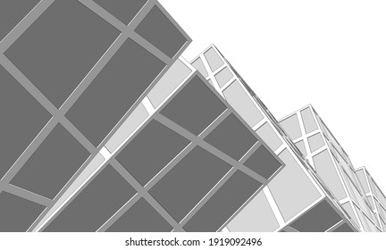 Perspective view of abstract modern architecture vector 3d illustration