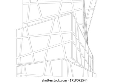 Perspective view of abstract modern architecture vector 3d illustration