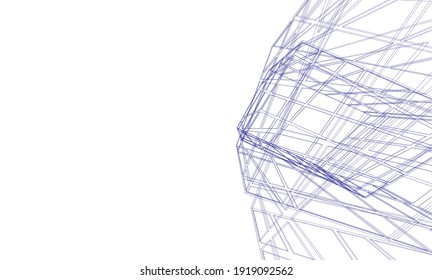 Perspective view of abstract modern architecture vector 3d illustration