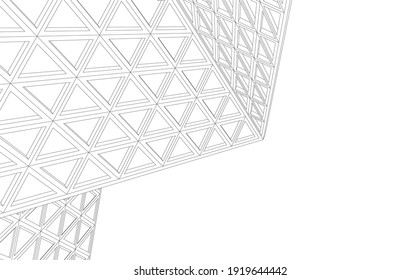 Perspective view of abstract modern architecture with triangles vector 3d illustration