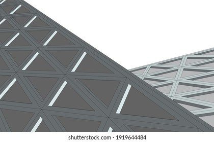 Perspective view of abstract modern architecture with triangles vector 3d illustration