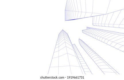 Perspective view of abstract modern architecture vector 3d illustration