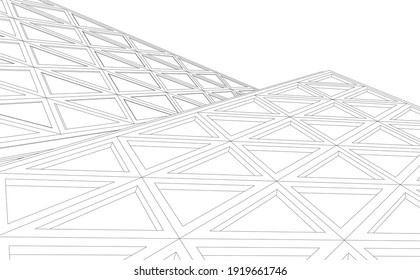 Vista de perspectiva de la arquitectura abstracta moderna vector 3d ilustración