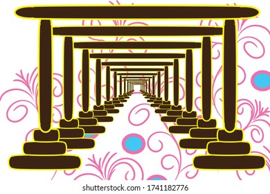 Perspective view of Arch and pillar design , Vector illustration