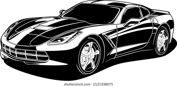 Perspective view car vector illustration for conceptual design