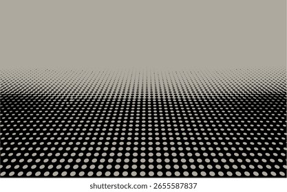 Vista en perspectiva de un patrón de cuadrícula denso en blanco y negro que se desvanece en un fondo gris claro, creando una sensación de profundidad.