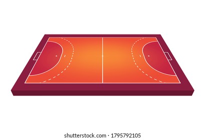 Perspective view Field for handball. Orange Outline of lines handball field Vector illustration.