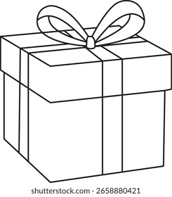 Perspective view gift box icon with bow, elegant packaging design for special events and celebrations with transparent background