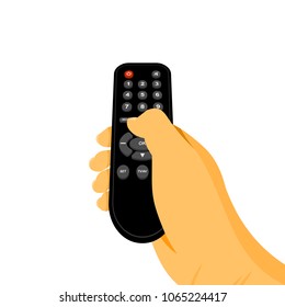 Perspective view holding the television remote control vector illustration.