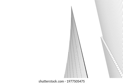 Perspective view of modern architecture vector 3d illustration