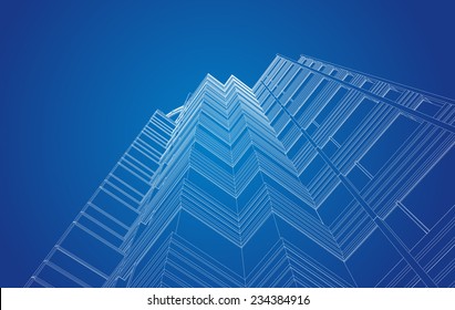 perspective view of modern building in vector