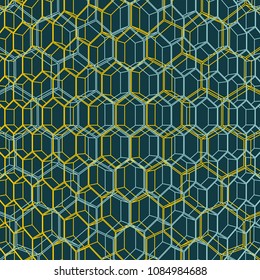 Perspective view on honeycomb. Hexagon pattern background. Isometric geometry