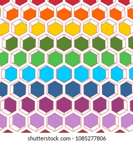 Perspective view on honeycomb. Hexagon pattern background. Isometric geometry