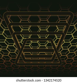 Perspective view on honeycomb. Hexagon pattern background. Isometric geometry