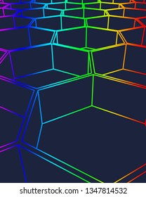 Perspective view on honeycomb. Hexagon pattern background. Isometric geometry