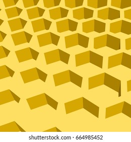 Perspective view on honeycomb. Hexagon pattern background. Isometric geometry
