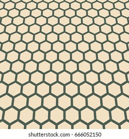 Perspective view on honeycomb. Hexagon pattern background. Isometric geometry