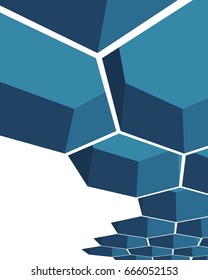 Perspective view on honeycomb. Hexagon pattern background. Isometric geometry