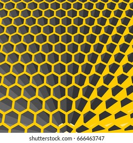 Perspective view on honeycomb. Hexagon pattern background. Isometric geometry
