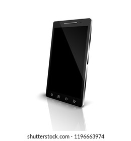 Perspective view smartphone with reflect isolated on white background