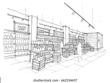 perspective view of supermarket vector