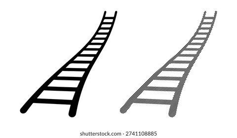 Perspective view of wooden ladder steps, vertical career growth, progress path concept