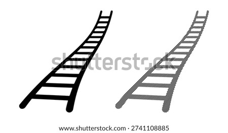 Perspective view of wooden ladder steps, vertical career growth, progress path concept