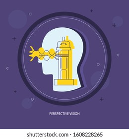 Perspective vision icon concept with human head