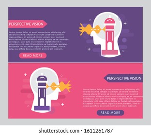 Perspective vision icon concept with human head