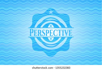 Perspective water wave badge background.