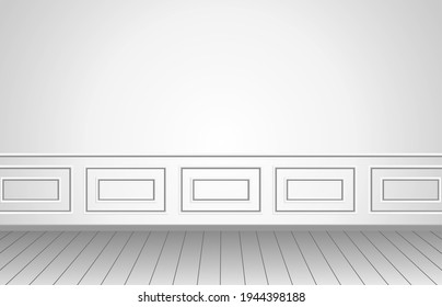 Perspective of white wall empty room and gray  floor,classic interior style.blank space architecture.