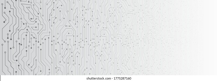 Perspective wide High-tech technology background texture. Abstract 3D circuit board vector illustration. Vector electronic communication.