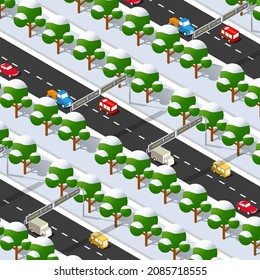 Perspectiva de la vista invernal desde arriba hasta el barrio de la ciudad de la carretera de las calles paisaje urbano vista la infraestructura de la ciudad