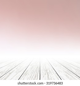 Perspective wooden floor texture with pink pastel wall - Vector