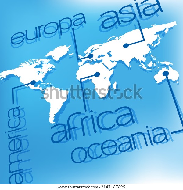 Perspective World Map Showing Continents 库存矢量图（免版税）2147167695 Shutterstock 8009