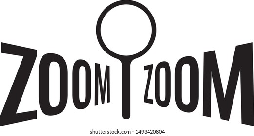 perspective zoom word and magnifying glass symbol