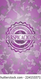 Perspicacious pink and purple on camouflaged pattern. Vector Illustration. Detailed. 