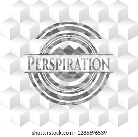 Perspiration grey emblem. Vintage with geometric cube white background