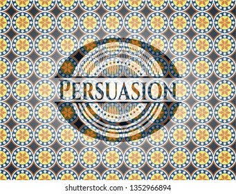 Persuasion arabic emblem background. Arabesque decoration.