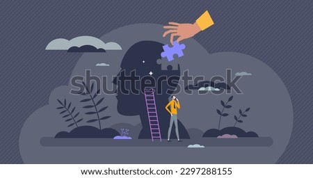 Persuasion as give idea or decision from thinking process tiny person concept. Intelligence and logic guidance with influence from advice vector illustration. Persuading for believe or thought effect