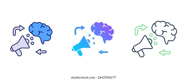 Persuasion Principles icon represented by Persuasion Principles icon Blue, Dualline, Dualtone style.
