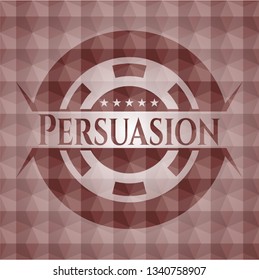 Persuasion red seamless geometric pattern emblem. Seamless.