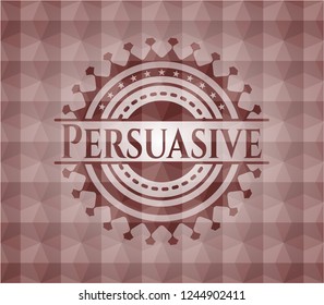 Persuasive red emblem with geometric pattern. Seamless.